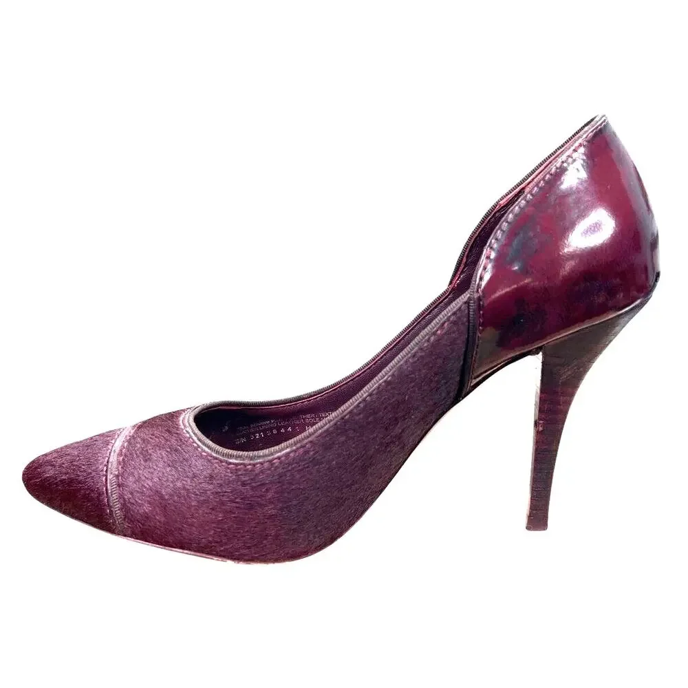 Tory Burch Women’s Bernice Oxblood Calf Hair Heels Size US 7
